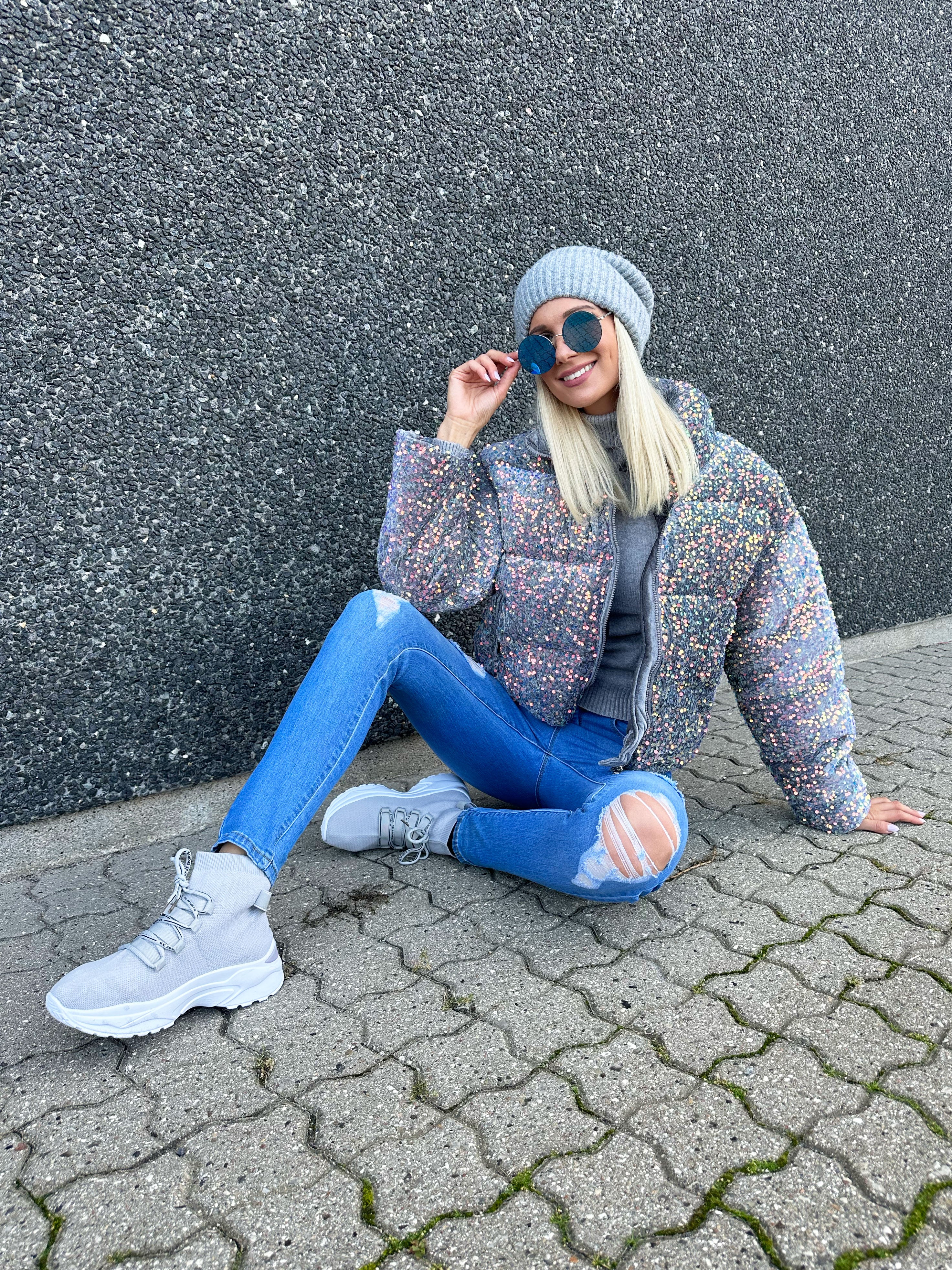 Alena - Kort dynejakke med pailletter
